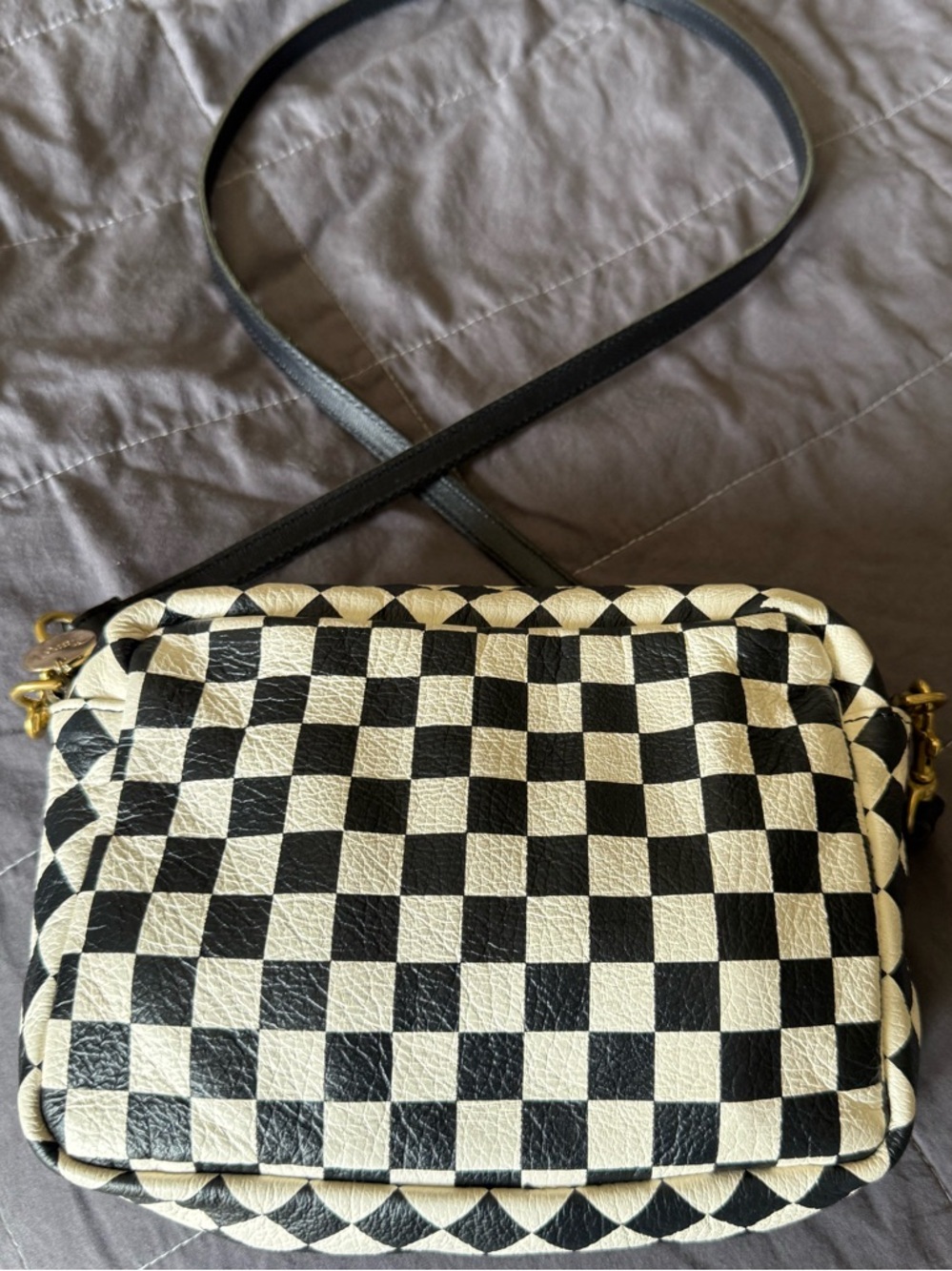 Clare V Black and White Checkered mini Bag